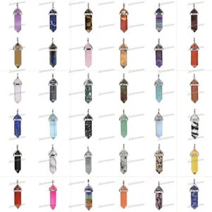 32mm hexagonal pendant beads gemstone jewelry making crystal healing focal bead - Picture 1 of 142