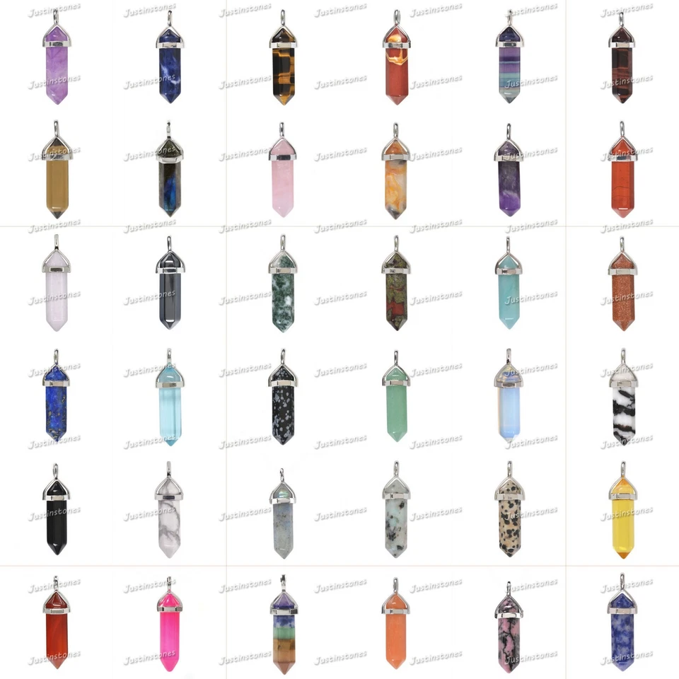 32mm hexagonal pendant beads gemstone jewelry making crystal healing focal bead - Image 1 of 1