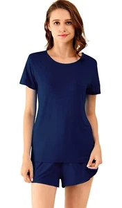 WiWi Womens Viscose Bamboo Pajamas Set Short Sleeve Tops with Pants Pjs SMALL - Picture 1 of 4