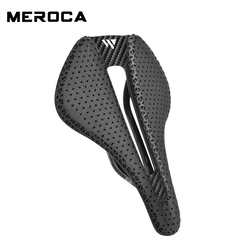 Cojín de asiento transpirable hueco para silla de montar de bicicleta de carretera de fibra de carbono impreso en 3D Foto 1 de 4