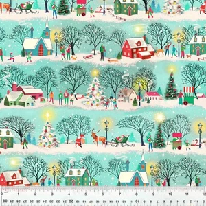 Feline Drive Fabric CHRISTMAS VILLAGE Festive Village - Fat Quarter (18x22") FQ - Picture 1 of 8