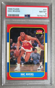 1986 Fleer Doc Rivers # 91 PSA 8 New Scratch Free Case Free Shipping