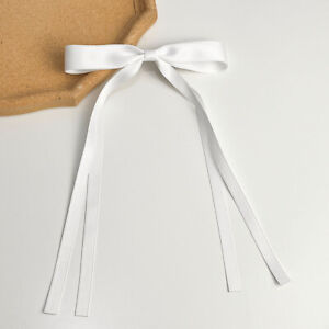 Double Layer Ribbon Bow Hair Clip Braided Long Ribbon Barrettes Ponytail Clip/