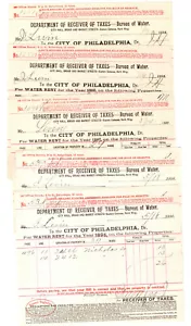 Philadelphia, PA - City of Philadelphia Water Rent Bills - 1896. 1897.1898 (5) - Picture 1 of 9