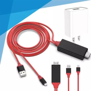 For iPhone 14 13 12 iPad 1080 HDMI Mirroring AV Cable Phone to TV HDTV Adapter - Picture 1 of 14