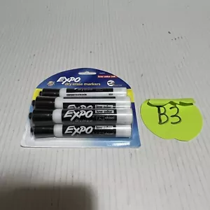 Expo Seco Marcadores Marcadores Borrado Paquete Negro de 6 Punta de Cinturón Tinta de Bajo Olor Suministro Escolar Nuevo - Imagen 1 de 5
