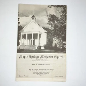 Iglesia Metodista Maple Springs Winston Salem Carolina del Norte Programa de la Iglesia 1952 Local - Imagen 1 de 7