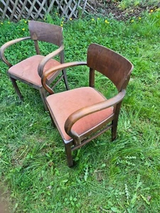 2 x Vintage orig.LÜBKE Art Déco Armlehnsessel Stuhl Stoffsitz Federkern Bauhaus - Bild 1 von 20