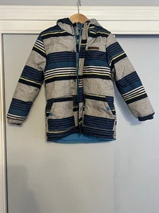 Boys Winter Jacket Ski Coat Wippett Brand Blue And Gray Stripe Size 6 Watm - Picture 1 of 11