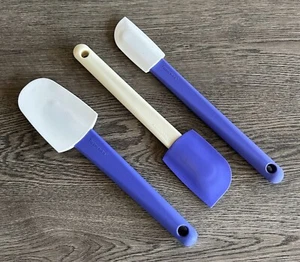 Tupperware Set of 3 Silicone Spatulas, Purple & White, #4266, 4267, 4268 - Picture 1 of 10