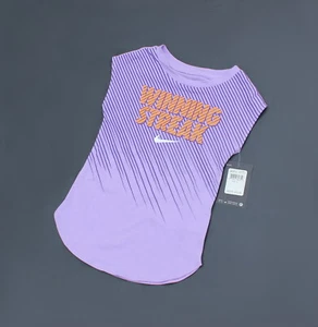 Nike Girls Active Cut Shirt Size 4 Winning Streak Purple Stripes (NWT) - Picture 1 of 7