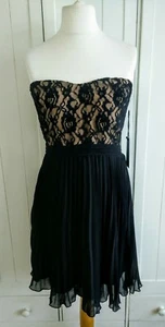 NEW Forever 21 black nude strapless lace dress size L 12 - Picture 1 of 5