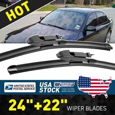 New Windshield Wiper Blades Front For BMW 530i 2004-2007 24"+22" All Season - Image 1 of 4