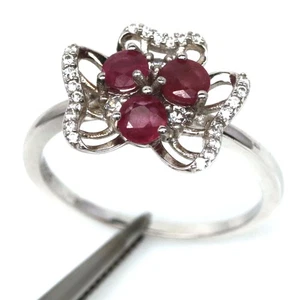 Thai Handmade 4 mm. Red Ruby & White Zircon Birthstone Ring Size 8.75 - Picture 1 of 4