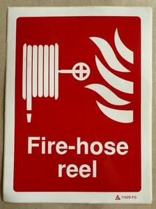 £2.45 + vat - Fire Hose Reel Safety Sign , Sticky stick on sticker, 200 x 150 mm - Picture 1 of 3