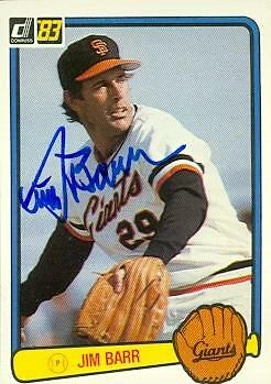 Jim Barr autographed Baseball Card (San Francisco Giants) 1983 Donruss #398 - Image 1 of 1