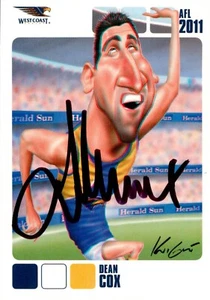 Signed 2011 West Coast Eagles AFL Select Herald Sun Card - Dean Cox - Bild 1 von 3