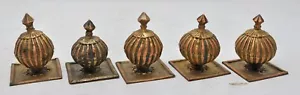 Antique Set of 5 Brass Chariot Decoration Original Old Hand Crafted Engraved - Picture 1 of 6