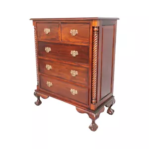 Solid Mahogany Wood Chippendale Chest of Drawers Bedroom Antique Style - Picture 1 of 2