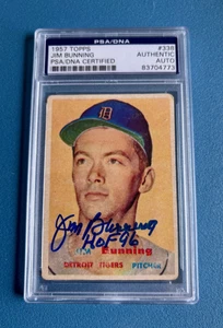 1957 Topps Jim Bunning RC Rookie AUTO HOF PSA/DNA #338 - Picture 1 of 2