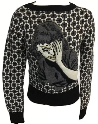 Diesel Negro Dorado Mujer’s Crying Girl Cuello Redondo Talla Pequeña Usado en Excelente Condición Raro B & W & Gris Foto 1 de 4