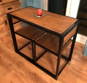 Small Dining Table Set 2 Chairs Kitchen Space Saving Breakfast Dinner Furniture - Picture 1 of 11