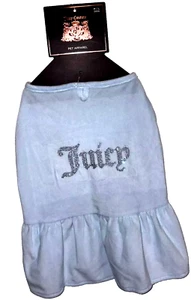 Juicy Couture Light Baby Blue Velour Bling-Bling Dress Pet Dog Apparel M/L NWT - Picture 1 of 4