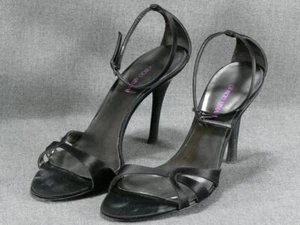 GIORGIO ARMANI BLACK SATIN HEELS PUMPS STRAPPY SHOES SIZE 40 / US 10 VGC - Picture 1 of 11