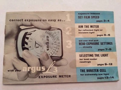 Vintage Argus L3 Exposure Meter Instruction Manual Guide - Image 1 of 4