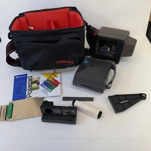 LOT POLAROID SPECTRA AF CAMERA PLUS CLOSE UP STAND DUPLICATOR LIGHT LOCK BAG - Picture 1 of 9