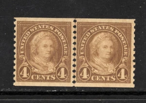 SCOTT 601 1923 4 CENT MARTHA WASHINGTON ISSUE LINE PAIR MNH OG F-VF CAT $40! - Picture 1 of 2
