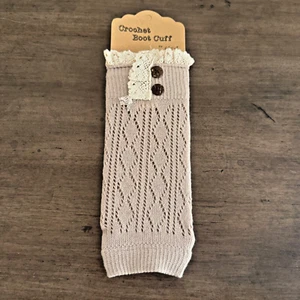GIRLY Brand Crochet Boot Cuff NWT Beige and Cream Shabby Chic Cowgirl / OSFM - Picture 1 of 9