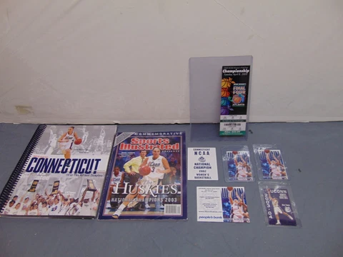 (7) 2003 UConn Diana Taurasi National Championship items w/ Final Four Ticket Cover