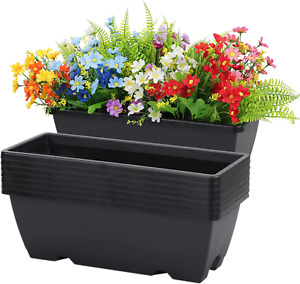 8 Pcs Window Box Planters Plastic Vegetable Flower Pots Outdoor Garden Patio 17"