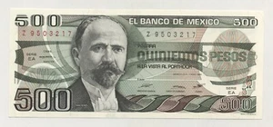 Mexico 500 Pesos 7-8-1984 Pick 79.b Serie EA UNC Uncirculated Banknote - Picture 1 of 2
