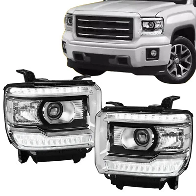 Luces delanteras LED DRL transparentes estilo OE para GMC Sierra 1500 2500 3500 2014-2018 Foto 1 de 4