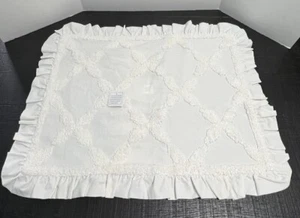 "Almohada marfil crema farsa chenilla volantes conexión algodón tamaño estándar 26""x21""" - Imagen 1 de 9