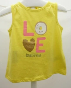 Tex tee-shirt sans manche jaune avec motif LOVE pailletté bébé 6 mois - Picture 1 of 1