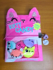 Claire's Kitty Candy Rosa Plüsch Tagebuch Journal mit 5 abnehmbaren Babys Schloss 2 Schlüssel - Bild 1 von 4