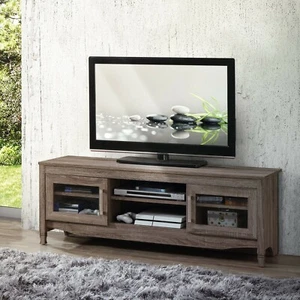 Entertainment Center TV Stand with Storage, Shelves TV's Up to 65" in Driftwood - Picture 1 of 9