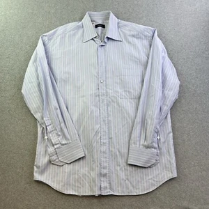 Canali Dress Shirt Mens 16.5 Blue Pink Striped Long Sleeve Button Up Adult - Picture 1 of 10