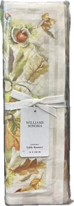 NUOVO runner da tavolo Williams Sonoma autunno castagno Ringraziamento lino 16 x 108 nuovo con etichette - Foto 1 di 7