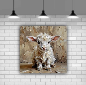 Stampa artistica da parete tela agnello bambino simpatico arredamento moderno colorato pronto da appendere - Foto 1 di 10