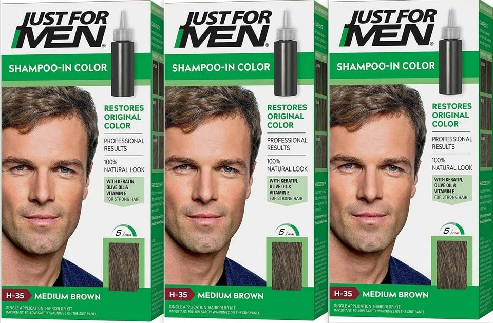Just for Men H-35 MEDIUM BROWN Hair color Shampoo In ( 3 pack ) - Image 1 of 1