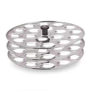 3 plate Stainless Steel Small Mini Idli Maker Stand Silver 54 idlis stand BEST Q - Picture 1 of 7