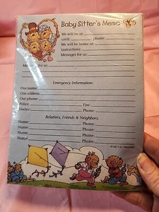 Almohadilla de notas magnética para niñera de los osos Berenstain 1997 vintage nueva - Imagen 1 de 5