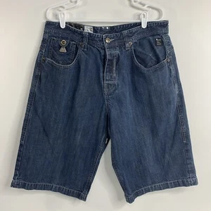 Parish Nation Denim Jean Shorts Men’s 38 Logo Button Fly Blue Zippers Pockets - Picture 1 of 11