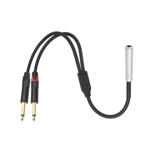 6.35mm 1/4 TRS Female To Dual 6.35mm TS Male Audio Cables Audio Splitter Cable - Zdjęcie 1 z 12