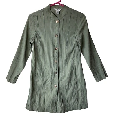 Túnica abotonada Citron Santa Monica para mujer mezcla de bambú talla XS verde pequeño Foto 1 de 4
