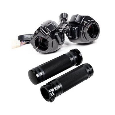 Motorcycle 1" Handlebar Control Switch Button Switches w/ Hand Grips for Harley - Image 1 of 4